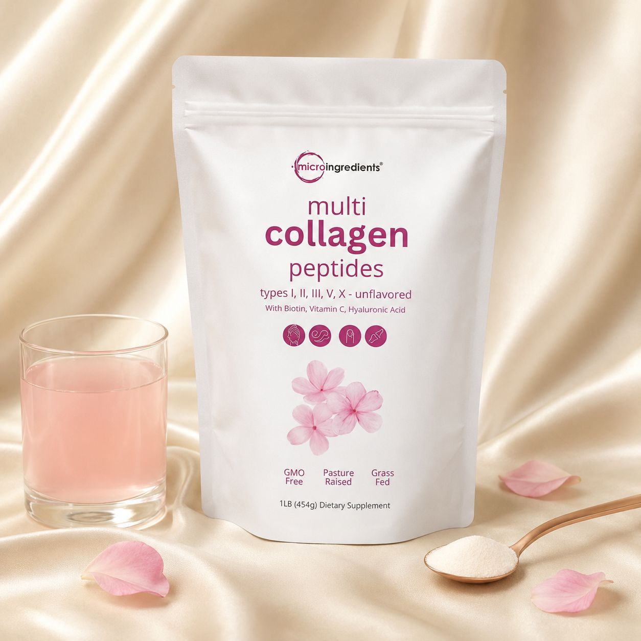 Multi Collagen Peptides — 5 Tipos de Colágeno + Biotina, Vitamina C y Ácido Hialurónico